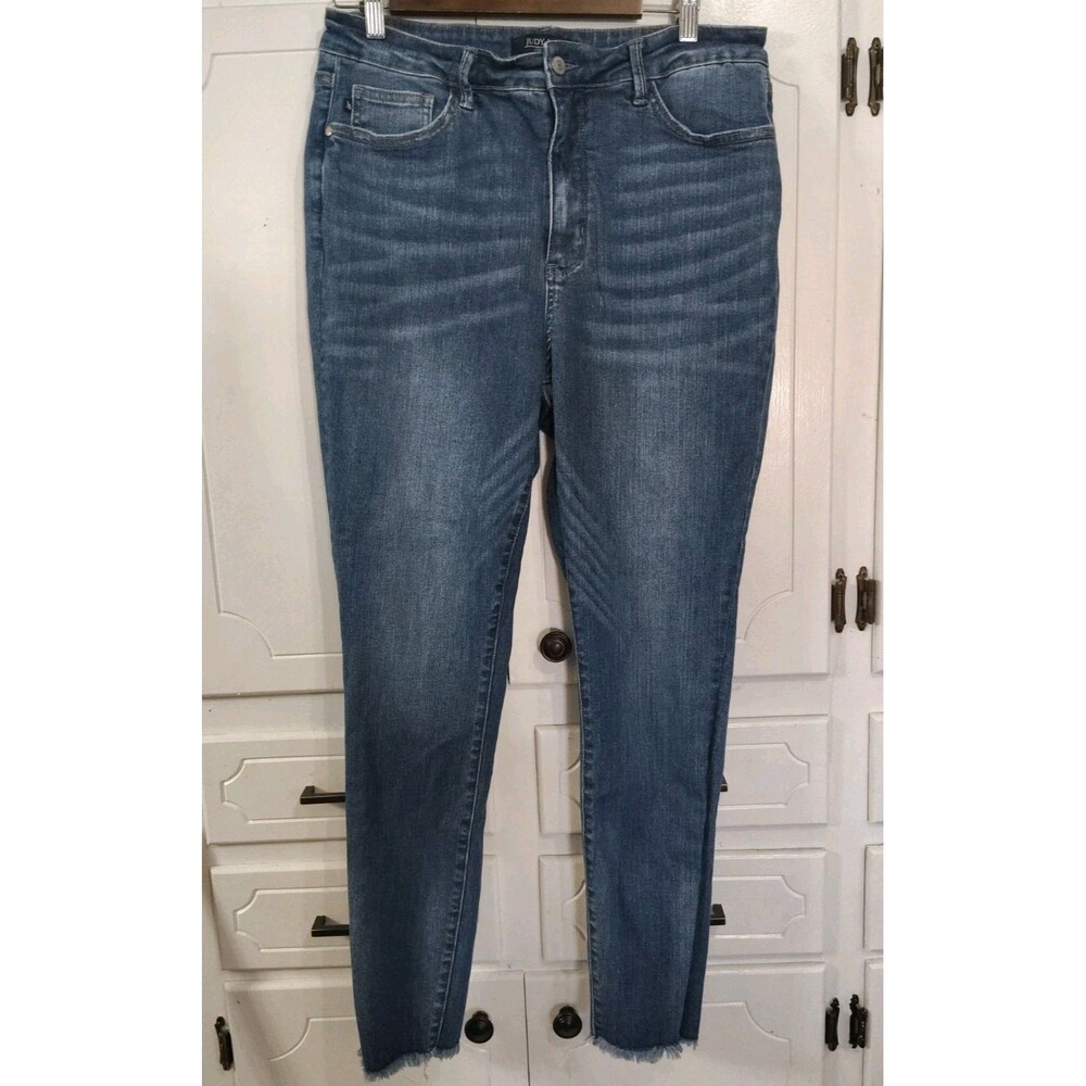 Judy Blue Jeans Womens 15/32  High Rise Skinny Fit Fray Hem Stretch Denim